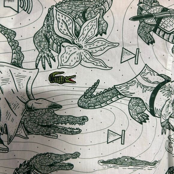 Lacoste x Netflix Button Collared Short Sleeve Shirt Large (L) All Over Print Co - Picture 5 of 8
